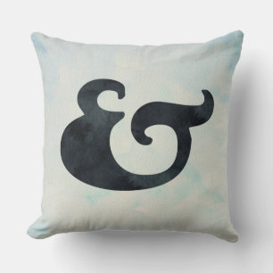 Waterverf Ampersand Nautical   Zwarte en Zee kleur Kussen