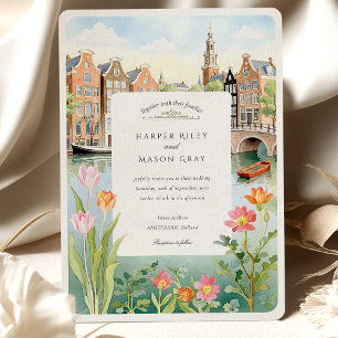 Waterverf Amsterdam Holland Wedding Kaart