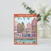 Waterverf Amsterdam-Nederland Briefkaart (Staand voorkant)