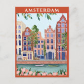 Waterverf Amsterdam-Nederland Briefkaart (Voorkant)