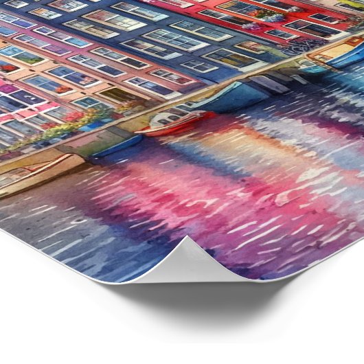 Waterverf Amsterdam Nederland Poster (Hoek)