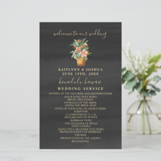 Waterverf anananas (Staand voorkant)