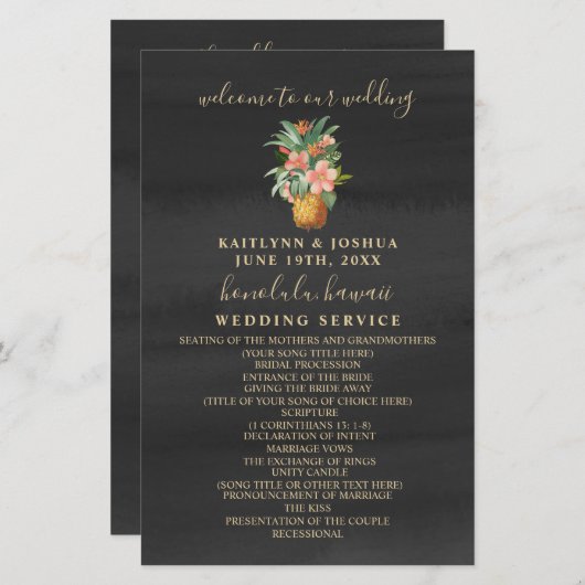 Waterverf anananas (Voorkant / Achterkant)