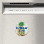 Waterverf anananas Kunst Birthday Girl Magnet (Insitu (Vaatwasser))
