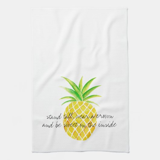 Waterverf anananas Stand Tall Draag kroon Theedoek (Verticaal)