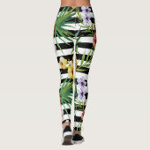 Waterverf anananas tropische bloemzwarte strepen leggings (Achterkant)
