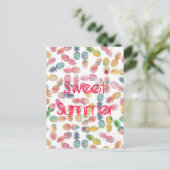 Waterverf anananas van de , van de soort "zoete zo briefkaart (Staand voorkant)