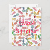 Waterverf anananas van de , van de soort "zoete zo briefkaart (Voorkant / Achterkant)