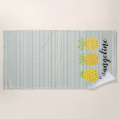 Waterverf anananassetrio met groen paprika strandlaken (Voorkant)