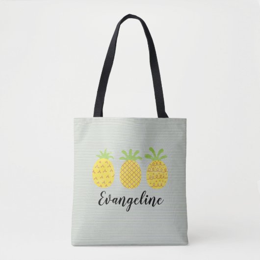 Waterverf anananassetrio met groen paprika tote bag (Voorkant)