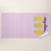 Waterverf anananassortiment met roze puistje strandlaken (Voorkant)