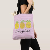 Waterverf anananassortiment met roze puistje tote bag (Dichtbij)