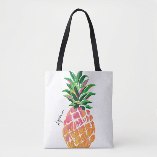 Waterverf Ananas Aangepaste Canvas tas (Voorkant)