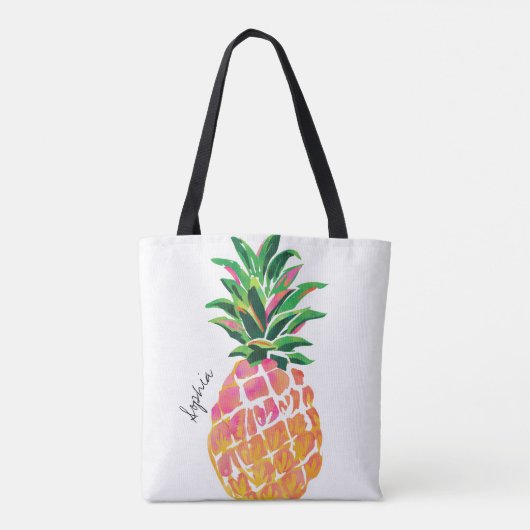 Waterverf Ananas Aangepaste Canvas tas (Achterkant)