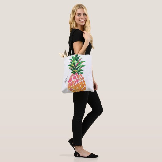 Waterverf Ananas Aangepaste Canvas tas (Op model)