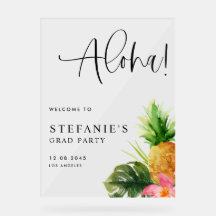 Waterverf Ananas Aloha Afstudeerfeest
