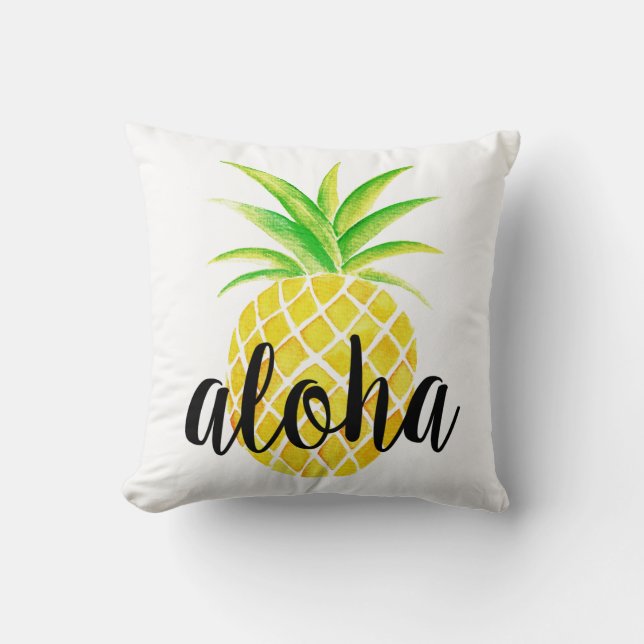 Waterverf ananas Aloha Tropische zomer Kussen (Voorkant)