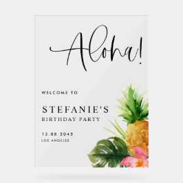 Waterverf Ananas Aloha Verjaardagsfeest Luau Acryl Bord