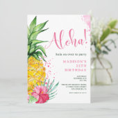 Waterverf Ananas Aloha Verjaardagsuitnodiging Kaart (Staand voorkant)