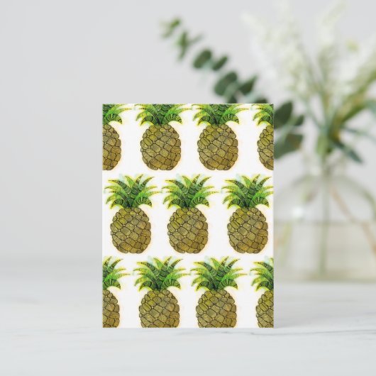 Waterverf ananas briefkaart (Staand voorkant)