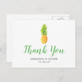 Waterverf ananas bruiloft dank u briefkaart (Voorkant / Achterkant)