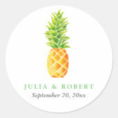 Waterverf ananas bruiloft ronde sticker (Voorkant)