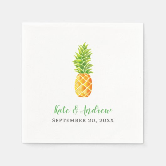Waterverf ananas bruiloft servet (Voorkant)