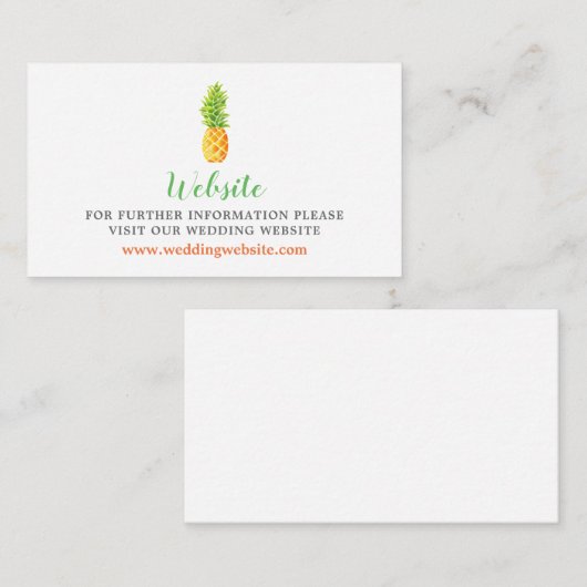 Waterverf ananas bruiloft website informatiekaartje (Voorkant / Achterkant)