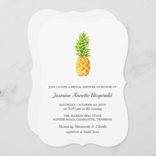 Waterverf Ananas Bruiloftsfeest Kaart (Voorkant / Achterkant)