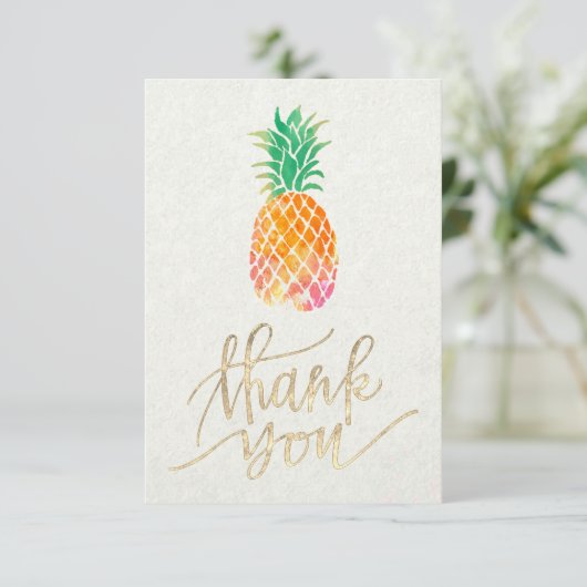waterverf ananas dank u bedankkaart (Staand voorkant)