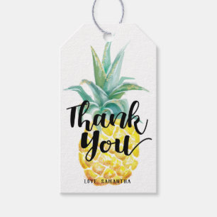 Waterverf Ananas Dank u Label Cadeaulabel