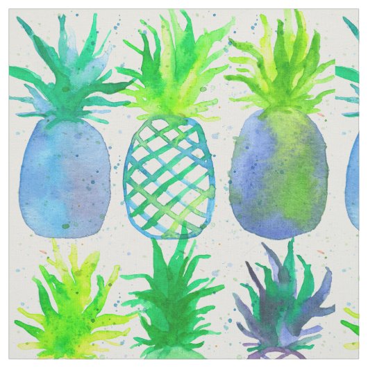 Waterverf ananas fruitpatroon stof (Swatch)