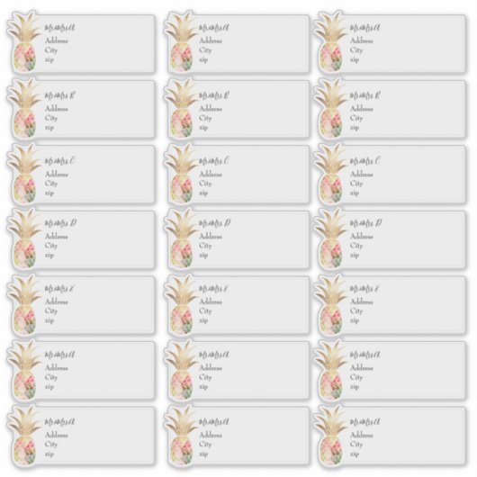 Waterverf Ananas Gast Adresetiketten Sticker (Voorkant)