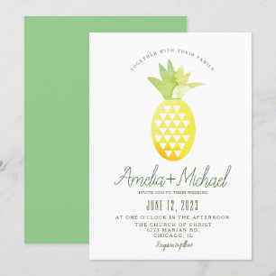 Waterverf Ananas Geometrische Tropische Bruiloft Kaart