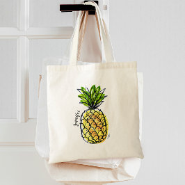 Waterverf Ananas Gepersonaliseerd Tote Bag