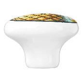 Waterverf ananas Glas in lood geel groen Keramische Knop (Zijkant)