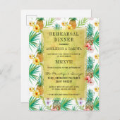 Waterverf ananas & Hibiscus repetitie diner Uitnodiging Briefkaart (Voorkant / Achterkant)