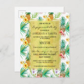 Waterverf Ananas & Hibiscus Verlovingsfeest Uitnodiging Briefkaart (Voorkant / Achterkant)