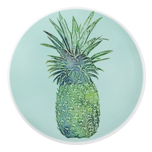 Waterverf ananas keramische knop (Voorkant)