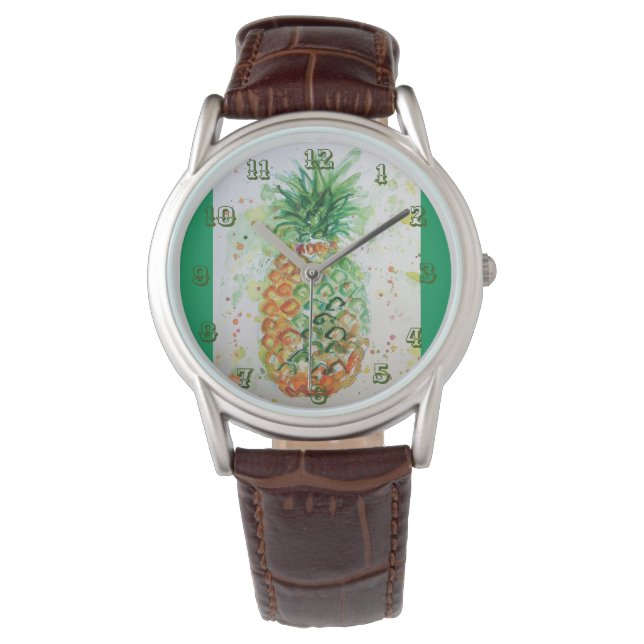 Waterverf ananas Limoen tropische vruchten art gro Horloge (Voorkant)