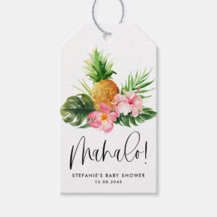 Waterverf Ananas Mahalo Baby Shower Cadeaulabel