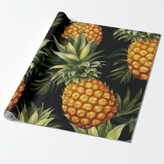 Waterverf Ananas Naadloos Patroon Cadeaupapier (Uitgerold)