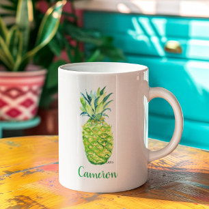 Waterverf Ananas Originele Art Boho geel Koffiemok