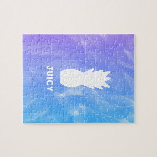 Waterverf ananas - paars/blauw legpuzzel (Horizontaal)