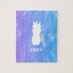 Waterverf ananas - paars/blauw legpuzzel