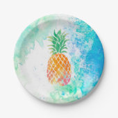waterverf ananas papieren bordje (Voorkant)