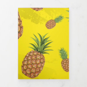 Waterverf ananas patroon 3 drieluik wenskaart