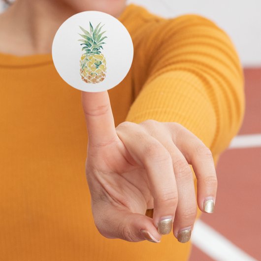 Waterverf ananas ronde sticker