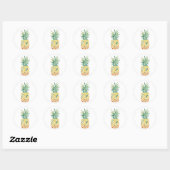 Waterverf ananas ronde sticker (Vel)