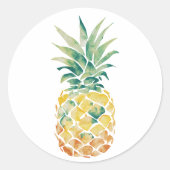 Waterverf ananas ronde sticker (Voorkant)